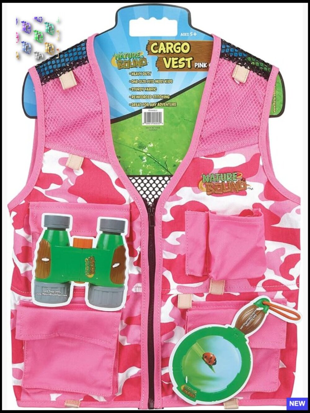 Kids Cargo Vest Pink Camo Outdoor Adventure Play Costume Lightweight Breathable
